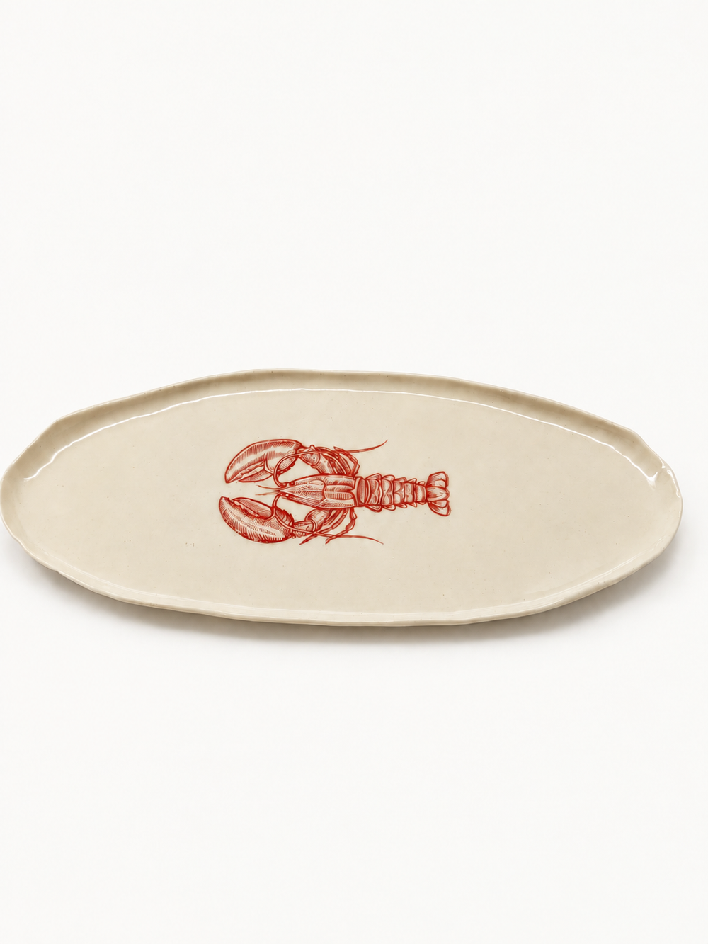 Handmade lobster platter, approximately 45 by 21 cm